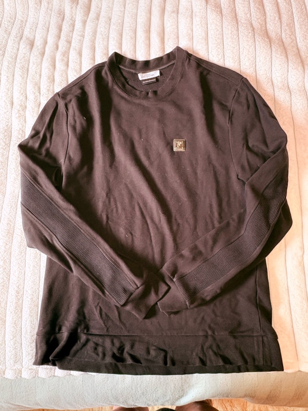 Versace Black Knit Crewneck Sweater with Label Detail